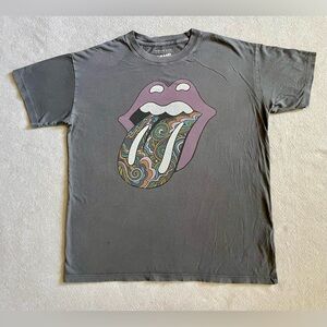 American Eagle Rolling Stones T-Shirt Gray XS Graphic Tongue Logo